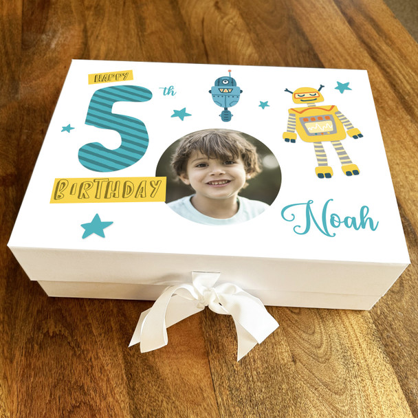Robots Photo Boy Child's Any Age Personalised Keepsake Birthday Gift Box