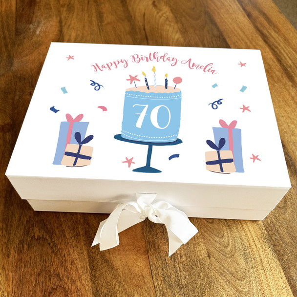 Cake Cute Presents Confetti Any Age 70th Personalised Keepsake Birthday Gift Box