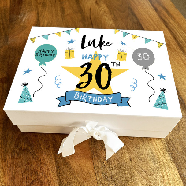 Party Hats & Balloon Gifts Any Age 30th Personalised Keepsake Birthday Gift Box