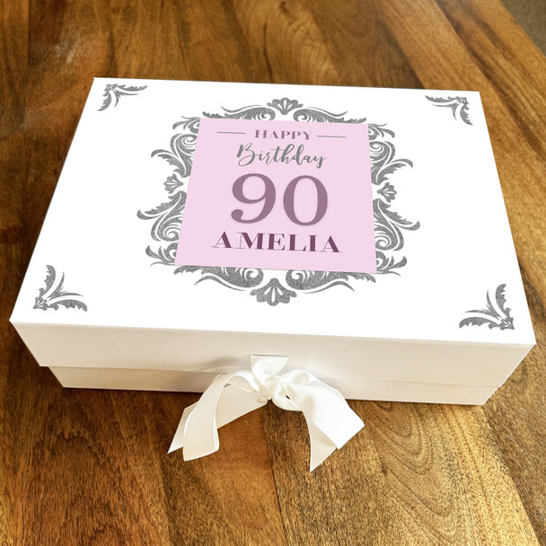 Frame Silver Pink Female Adult Any Age Personalised Keepsake Birthday Gift Box