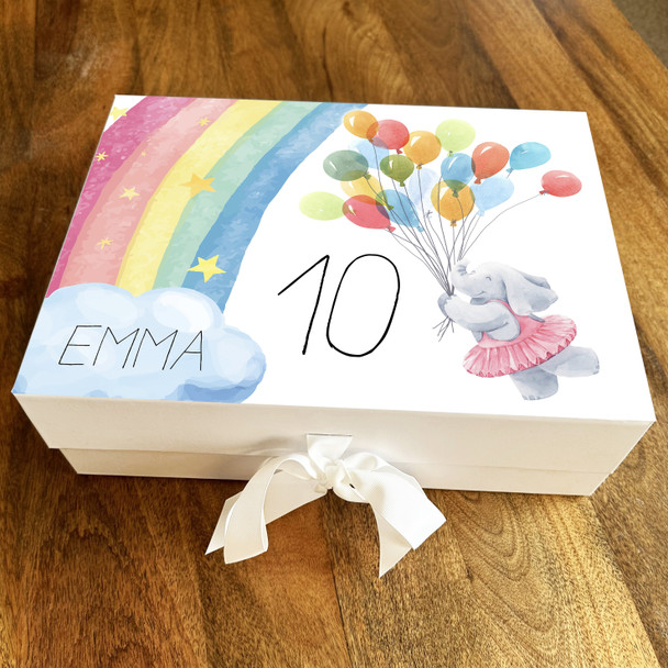 Pastel Rainbow & Balloons Stars Kids Personalised Keepsake Birthday Gift Box