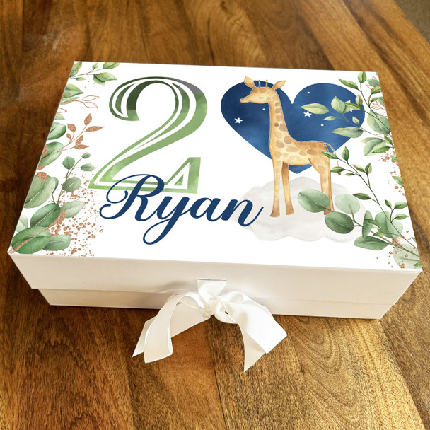 Green Leaves Giraffe Kids Any Age Starry Sky Personalised Birthday Gift Box