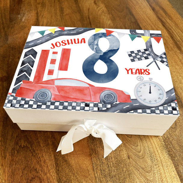 Racing Car Motorsport Kids Any Age Personalised Keepsake Birthday Gift Box