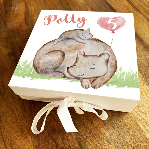 Sleeping Bears Animal Cute Kids Any Age Personalised Keepsake Birthday Gift Box