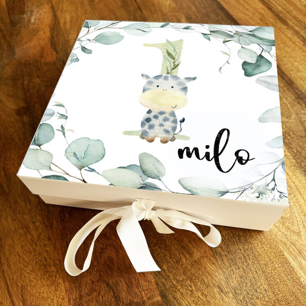 Baby Animal Kids Special 1st Age Leaves Personalised Keepsake Birthday Gift Box