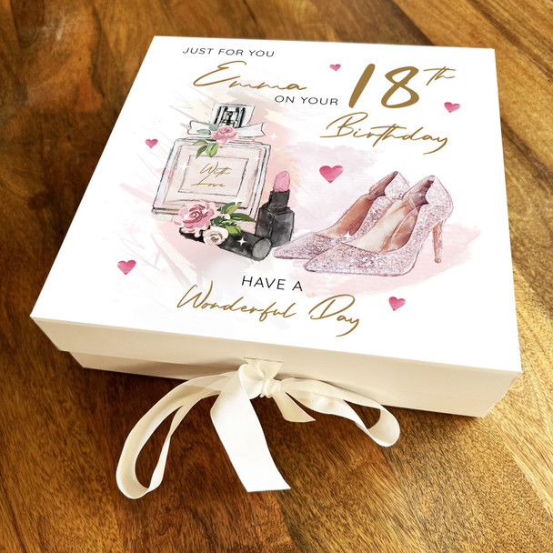 Fashion Shoes Make up Perfume Any Age Square Personalised Birthday Gift Box