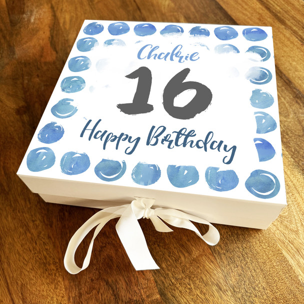 Paint Polka Dot Any Age Square Personalised Keepsake Birthday Gift Box