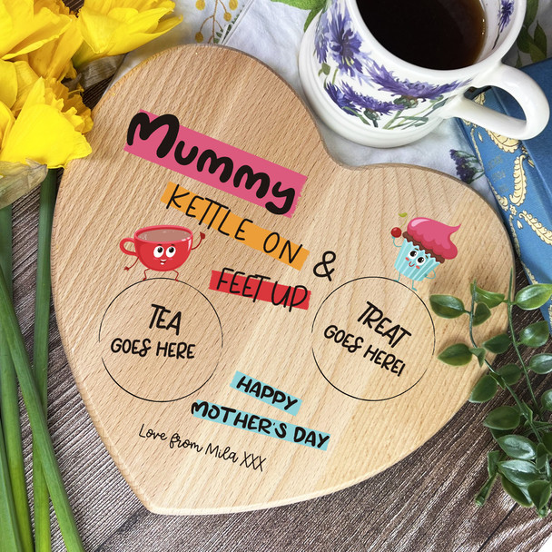 Cup Tea Cupcakes Heart Treats Mum Personalised Serving Board