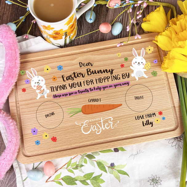 Easter Bunny Drink And Treat Stop Here Personalised Treat Board