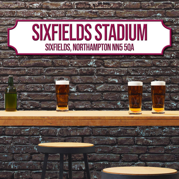 Northampton Town Sixfields Stadium White & Purple Plum Any Text Football Club 3D Street Sign