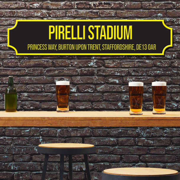 Burton Albion Pirelli Stadium Black & Yellow Any Text Football Club 3D Train Street Sign