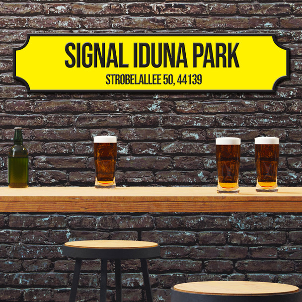 Borussia Dortmund Signal Iduna Park Yellow & Black Stadium Any Text Football Club 3D Street Sign