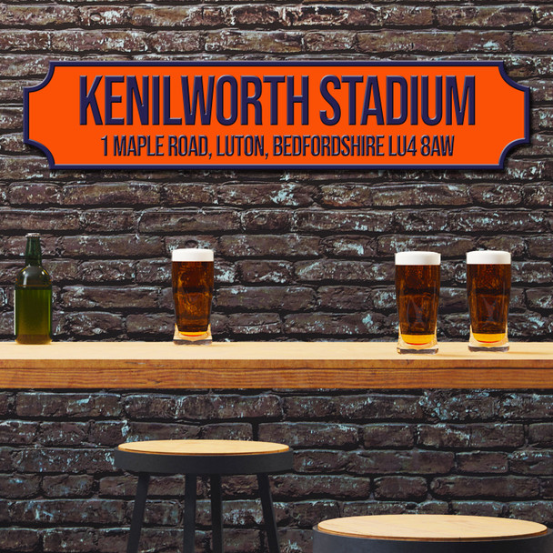 Luton Town Kenilworth Stadium Orange & Blue Any Text Football Club 3D Train Street Sign