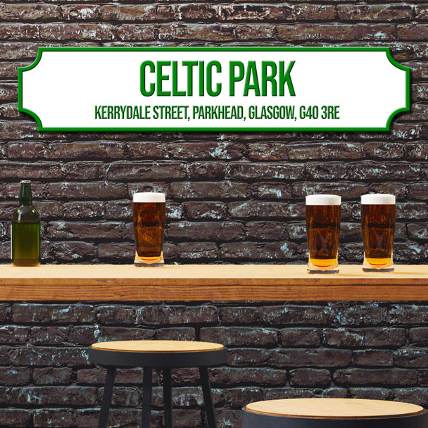 Celtic Celtic Park White & Green Stadium Any Text Football Club 3D Train Street Sign