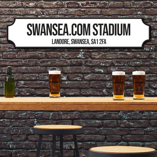 Swansea City White & Black Stadium Any Text Football Club 3D Train Street Sign