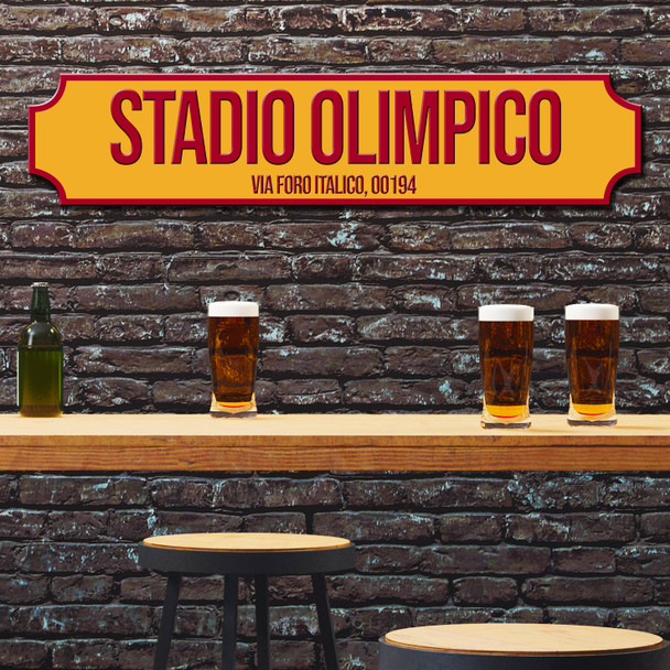 As Roma Stadio Olimpico Yellow & Red Stadium Any Text Football Club 3D Train Street Sign