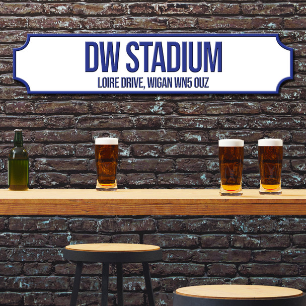 Wigan Athletic White & Blue Stadium Any Text Football Club 3D Train Street Sign Wigan Athletic White & Blue Stadium Any Text Football Club 3D Train Street Sign