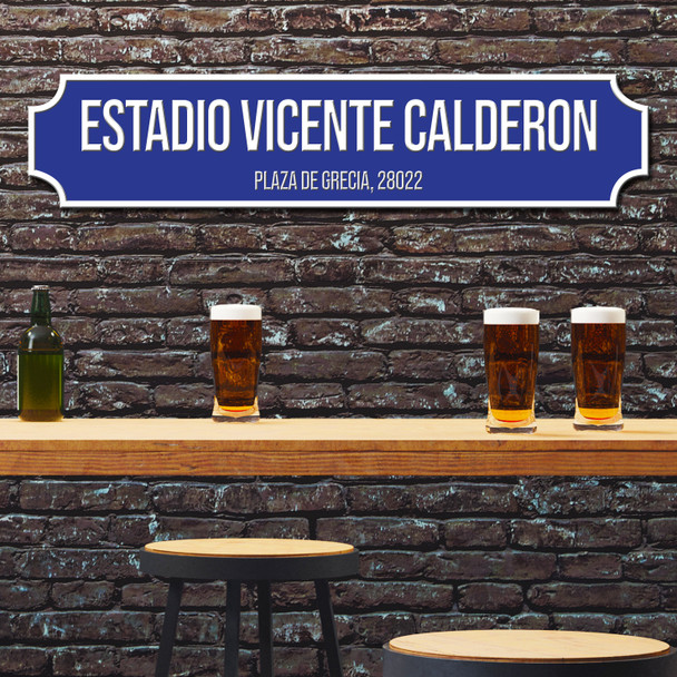 Atlético Madrid Estadio Vicente Calderon Blue & White Stadium Any Text Football Club 3D Street Sign