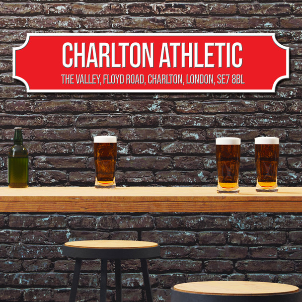 Charlton Athletic The Valley Red & White Stadium Any Text Football Club 3D Train Street Sign