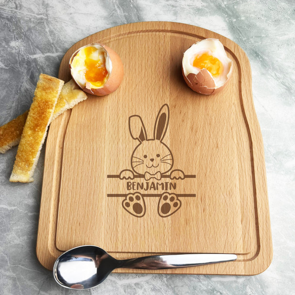 Baby Boy Bunny Easter Personalised Gift Bread Eggs Toast Breakfast Serving Board