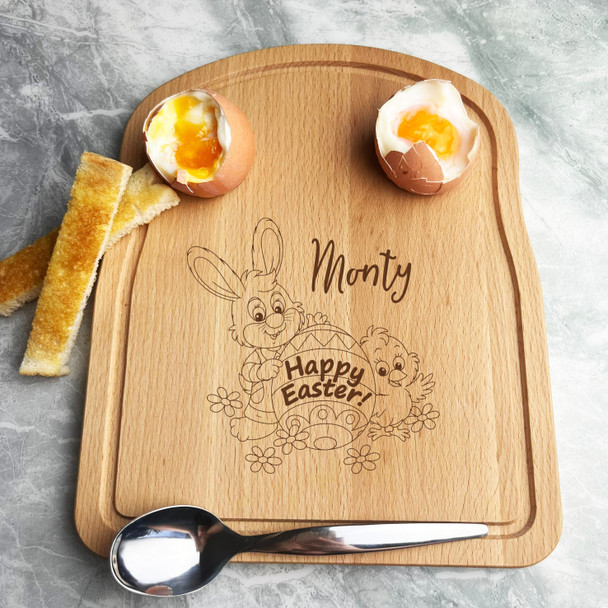 Easter Bunny Chick Personalised Gift Bread Eggs Toast Breakfast Serving Board