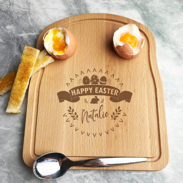 Happy Easter Personalised Gift Bread Eggs & Toast Breakfast Serving Board