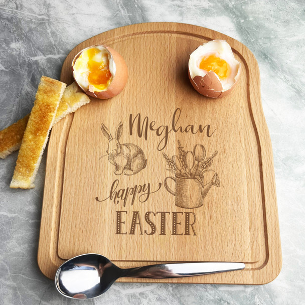 Flowers Easter Personalised Gift Bread Eggs Toast Breakfast Serving Board