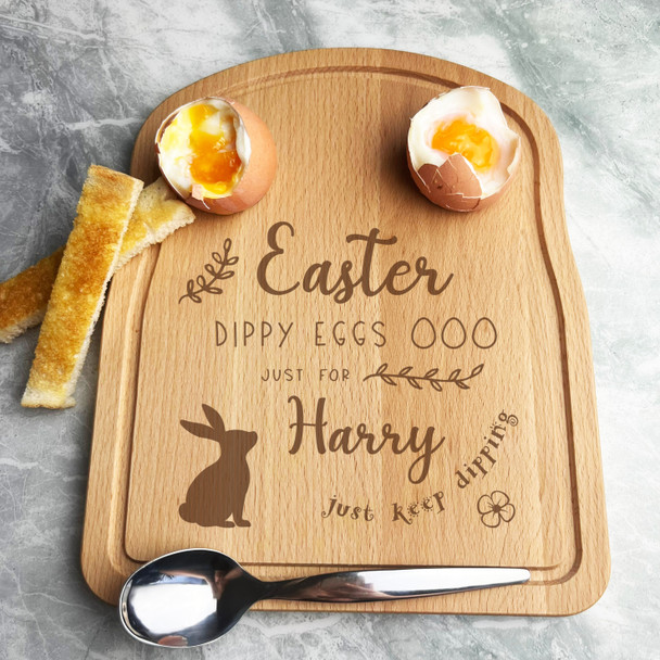 Dippy Eggs Happy Easter Personalised Gift Bread Toast Breakfast Serving Board