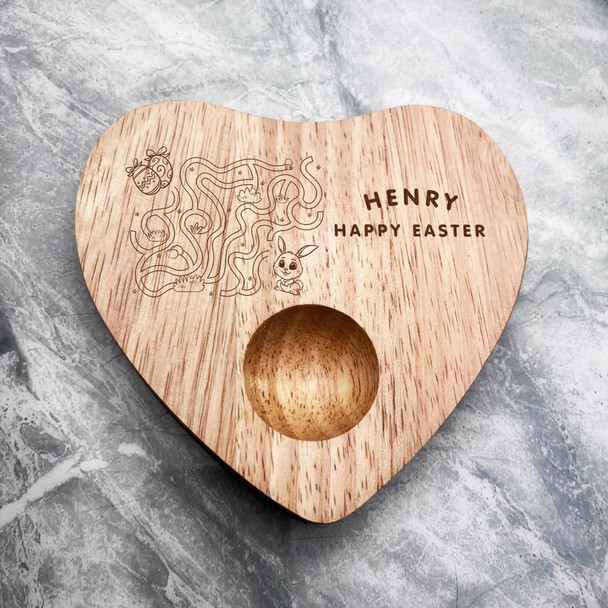 Easter Maze Bunny And Eggs Personalised Gift Heart Breakfast Egg Holder Board