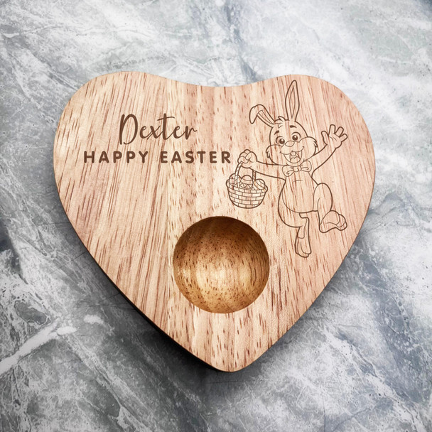 Happy Easter Bunny Basket Personalised Gift Heart Breakfast Egg Holder Board