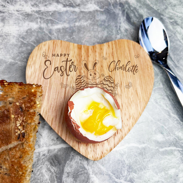 Happy Easter Little Bunny Personalised Gift Heart Breakfast Egg Holder Board