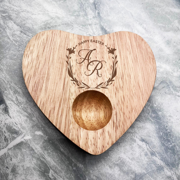 Easter Floral Initials Personalised Gift Heart Breakfast Egg Holder Board