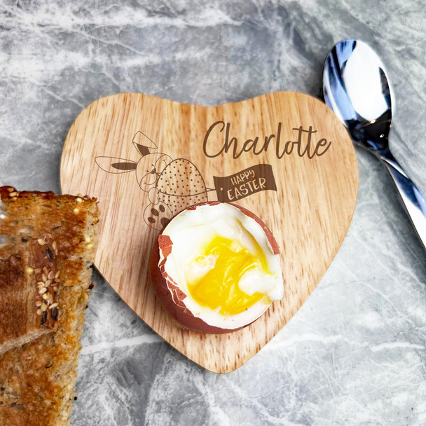 Dotted Egg Easter Bunny Personalised Gift Heart Breakfast Egg Holder Board