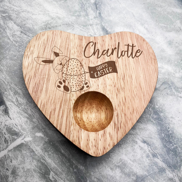 Dotted Egg Easter Bunny Personalised Gift Heart Breakfast Egg Holder Board