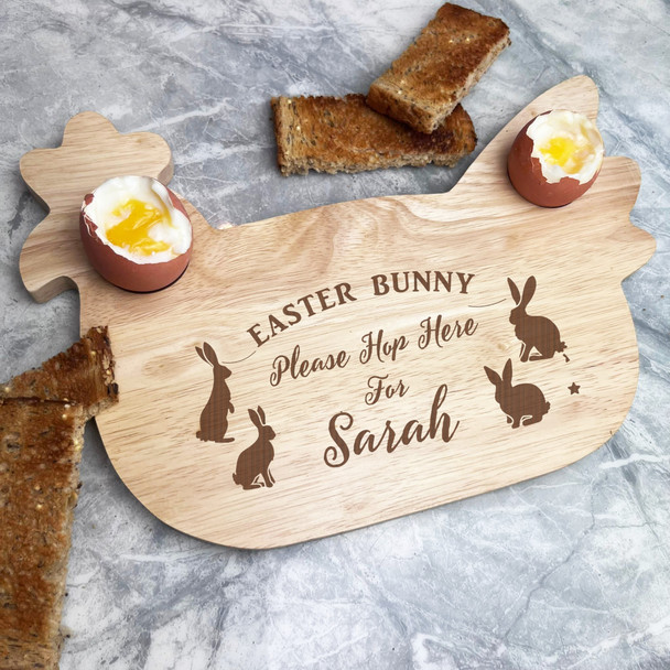 Easter Bunny Hop Here Personalised Gift Eggs Toast Chicken Breakfast Board