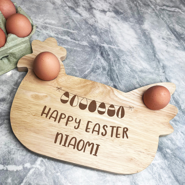 Easter Egg Bunting Personalised Gift Eggs & Toast Chicken Breakfast Board