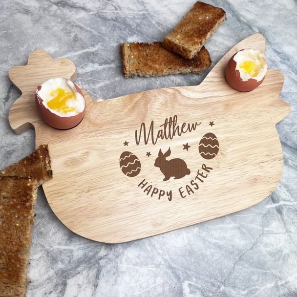 Happy Easter Rabbit Easter Personalised Gift Eggs Toast Chicken Breakfast Board