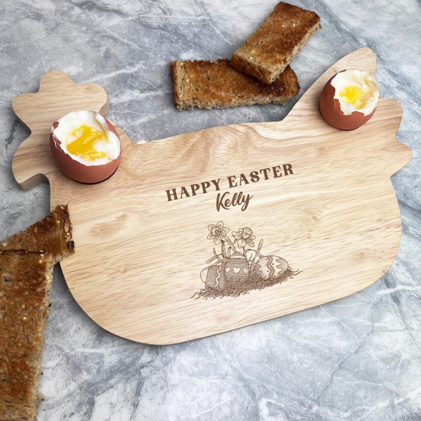 Easter Eggs A Daffodil Personalised Gift Eggs Toast Chicken Breakfast Board