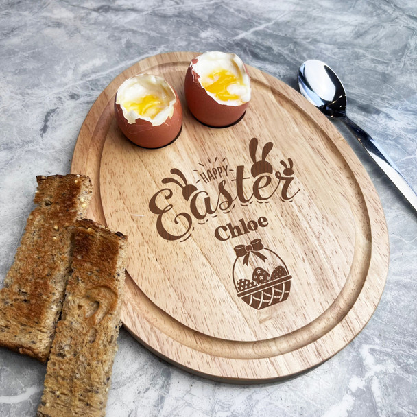 Happy Easter Basket Personalised Gift Toast Egg Breakfast Serving Board