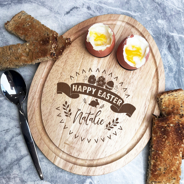 Happy Easter Personalised Gift Toast Egg Breakfast Serving Board