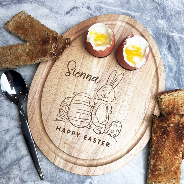 Easter Bunny Easter Eggs Personalised Gift Toast Egg Breakfast Serving Board