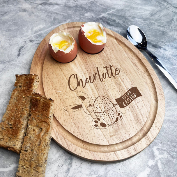 Dotted Egg Easter Bunny Personalised Gift Toast Egg Breakfast Serving Board