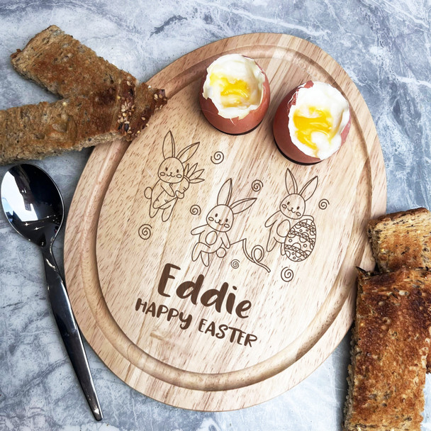 Easter Bunnies Personalised Gift Toast Egg Breakfast Serving Board