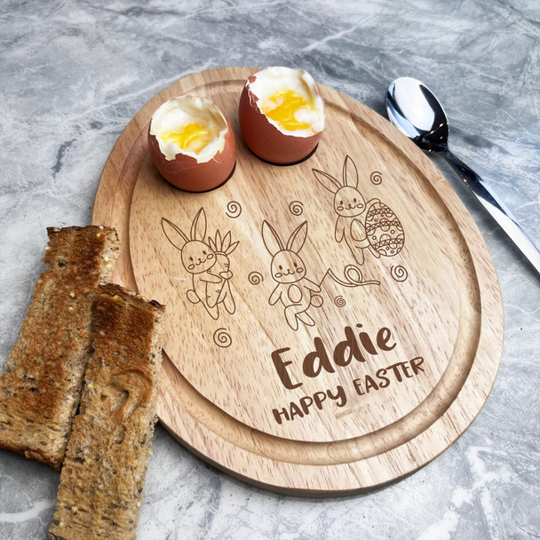 Easter Bunnies Personalised Gift Toast Egg Breakfast Serving Board