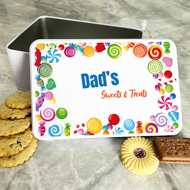 Bright Easter Eggs Bunnies Dad's Personalised Gift Biscuit Sweets Treat Tin