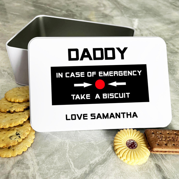 Daddy Emergency Love From Personalised Gift Cookies Treats Biscuit Tin
