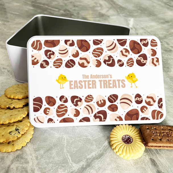 Easter Chocolate Eggs Chicks Personalised Gift Cake Biscuits Sweets Treat Tin