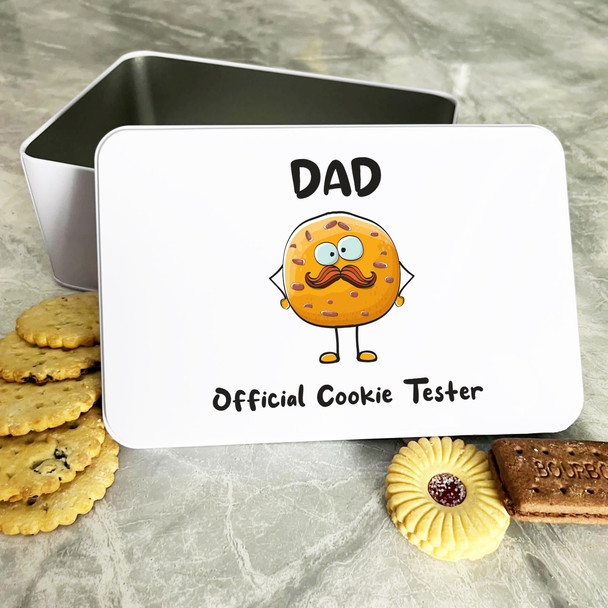 Funny Cookie Moustache Dad Personalised Gift Cookies Treats Biscuit Tin
