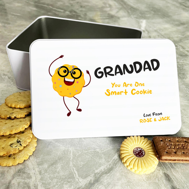 Funny Smart Grandad Personalised Gift Cookies Treats Biscuit Tin
