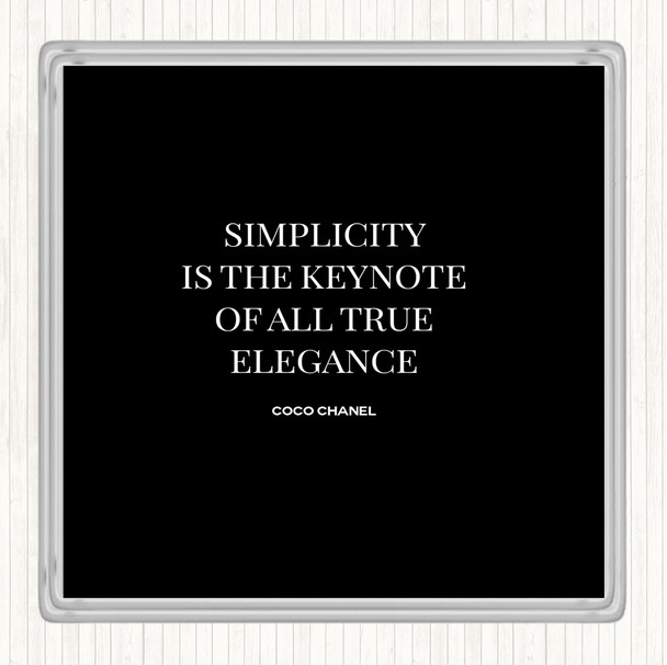 Black White Coco Chanel Simplicity Quote Coaster